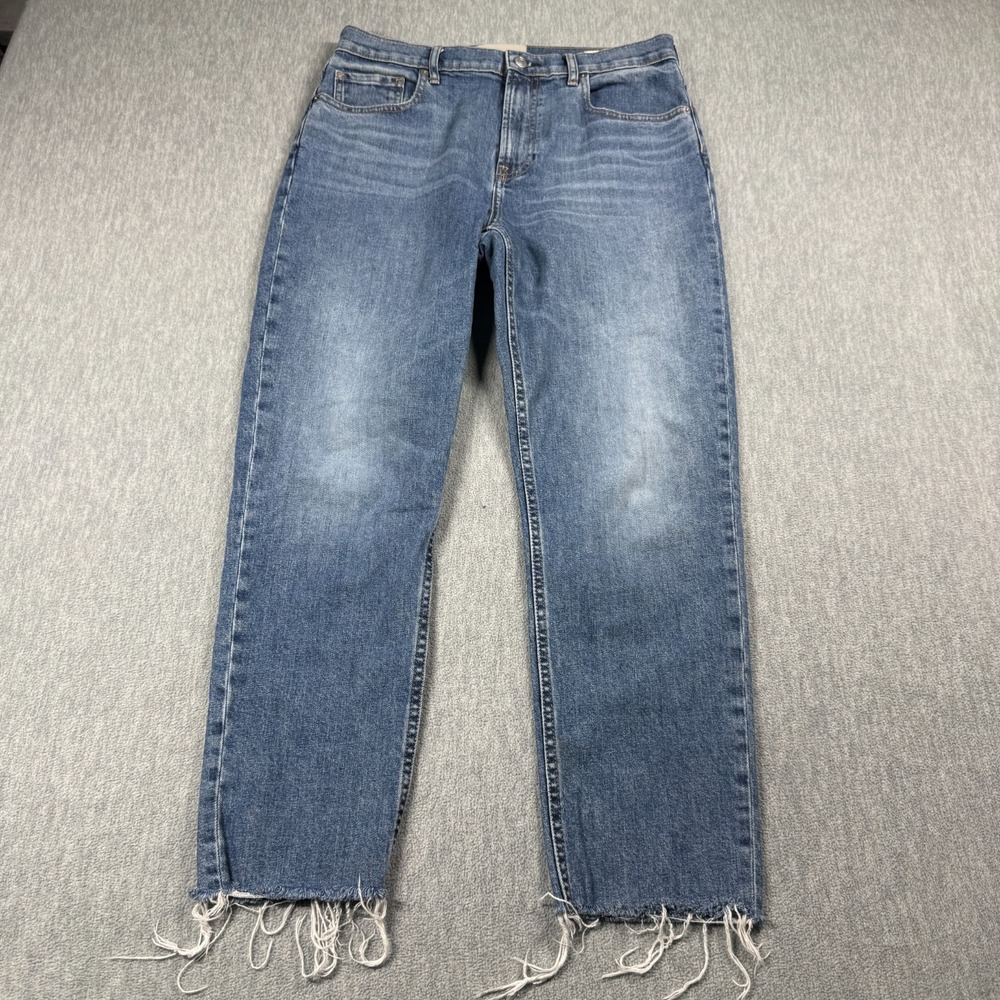 Everlane‎ Jeans Womens 30 Crop Blue The Cheeky Jean High Rise Raw Hem Denim